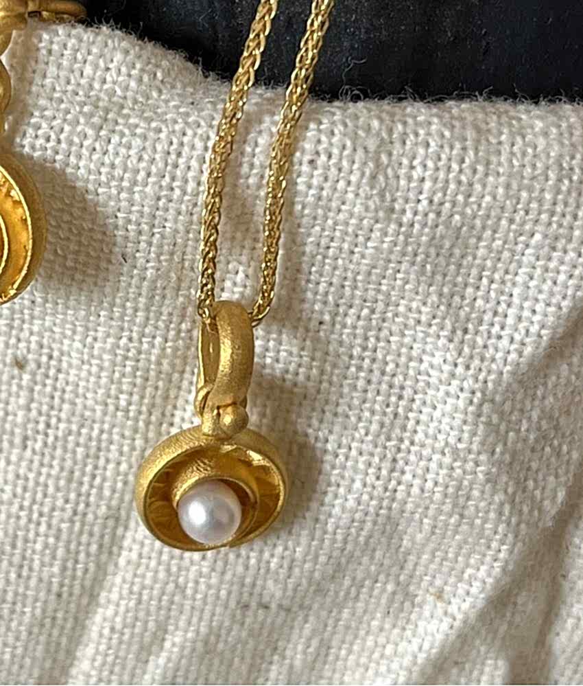 14 Ayar İnci Mat Kolye