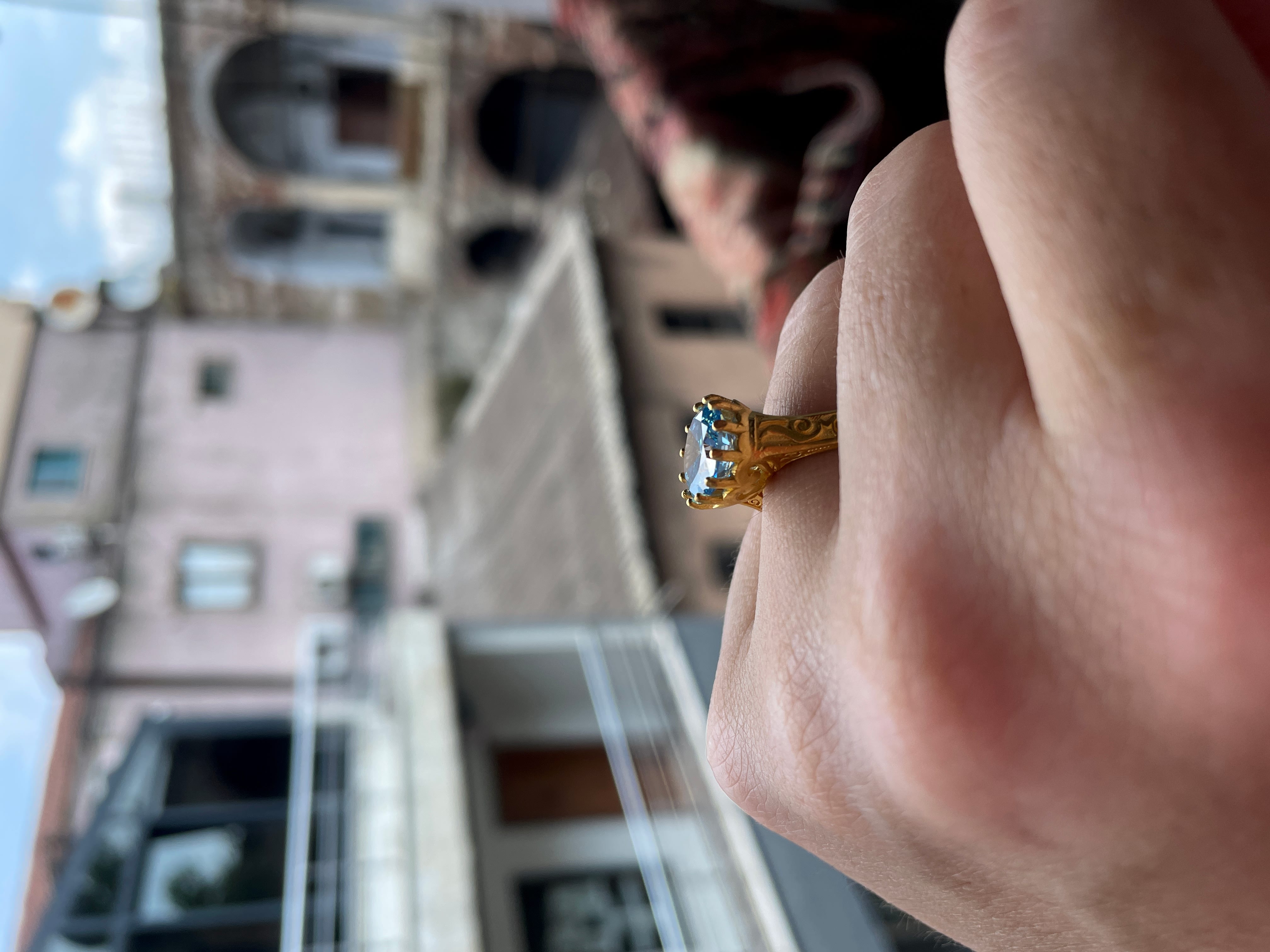 Mavi Rengi Taşlı Yüzük-938